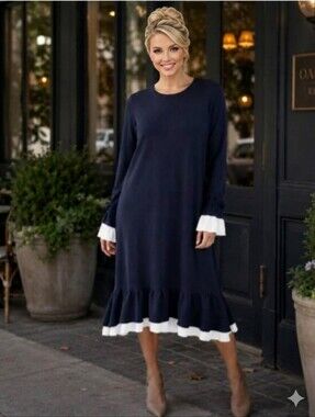 COOPER [New Zealand] Winter Solstice Blue Moon Ruffle Details Midi Dress | M